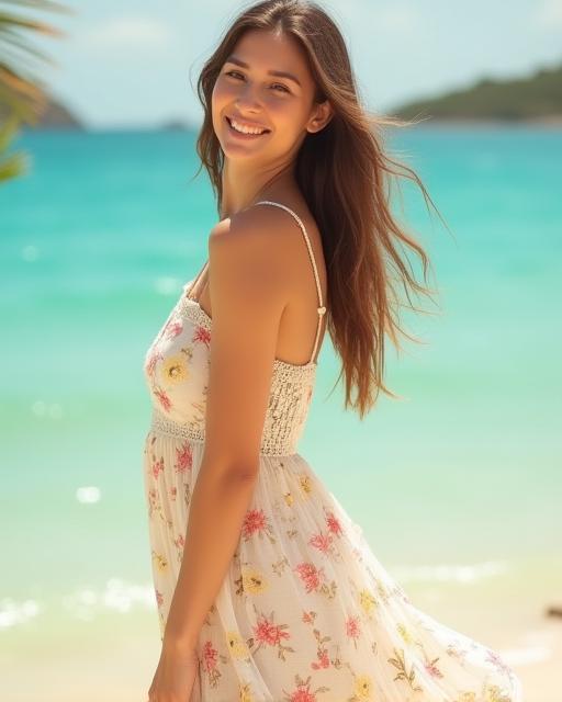 Model wearing a light summer dress from Chic Threads Summer Breeze Collection