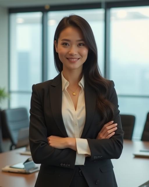 Professional woman confidently dressed in Chic Threads Malaysia office wear